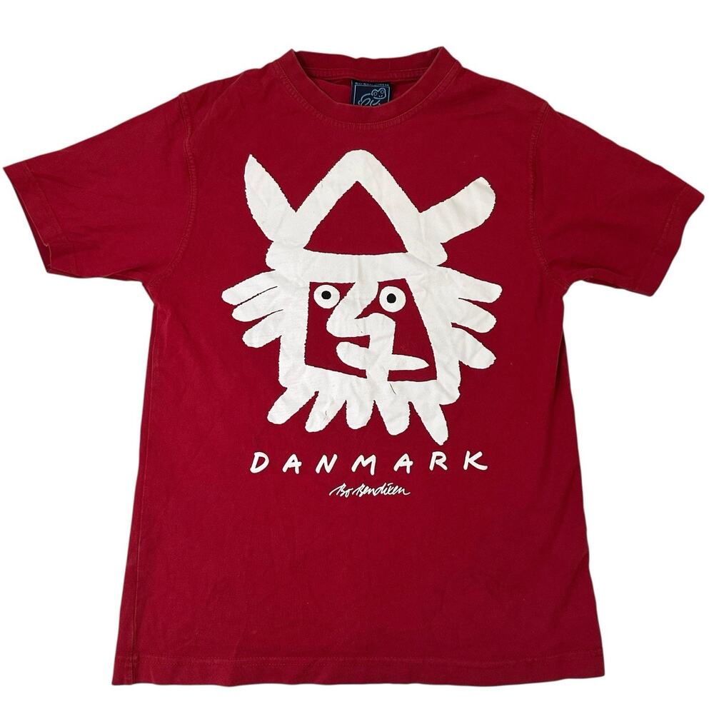 Bo Bendixen Viking Danmark Denmark Artist Art Tee T-Shirt Mens XS Red Logo